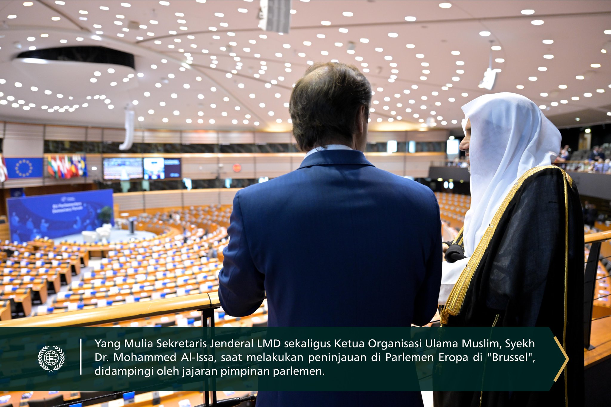 Yang Mulia Sekretaris Jenderal LMD, Syekh Dr. Mohammed Al-Issa, bertemu dengan jajaran pimpinan Parlemen Eropa beserta para asisten mereka di "Brussel"