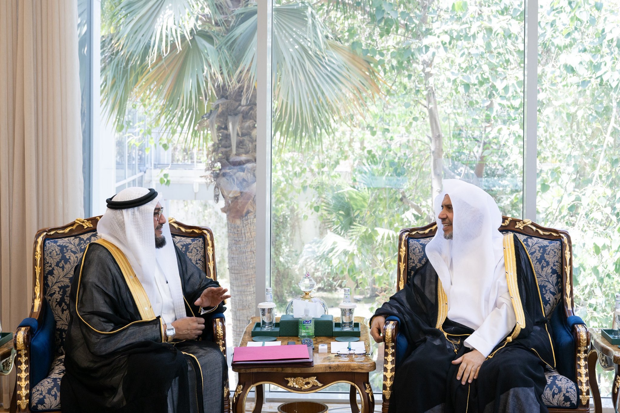 At his office, H.E. Sheikh Dr. Mohammed Al-issa , Secretary-General of the Muslim World League and Chairman of the Organization of Muslim Scholars, received H.E. Sheikh Al Mahfouz bin Bayyah, Secretary-General of the Abu Dhabi Forum for Peace
