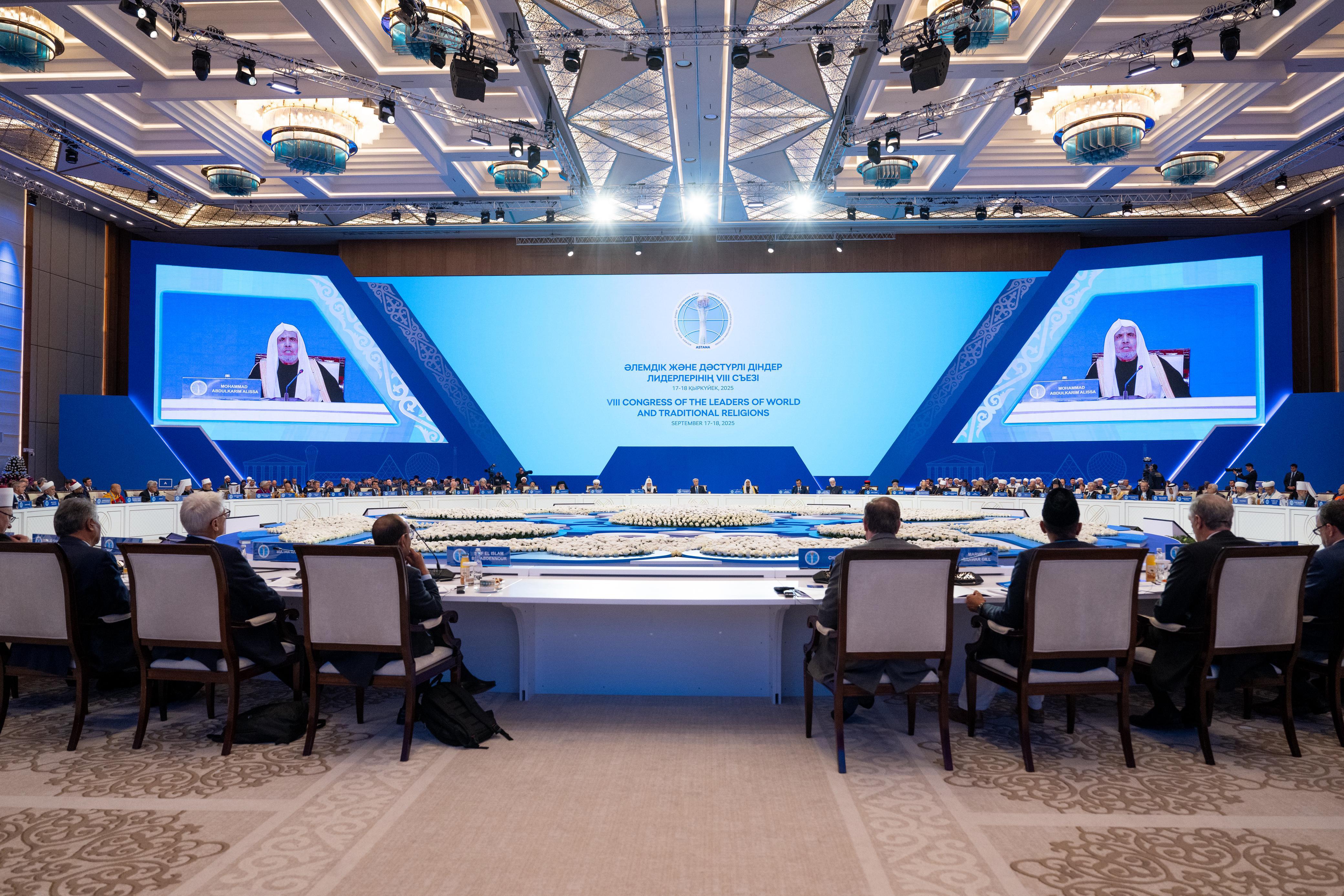 As the Guest of Honor at the Eighth Congress of Leaders of World and Traditional Religions, H.E. Dr. Al-Issa joined H.E. the President of Kazakhstan in attending the opening session of the summit at the Palace of Independence.