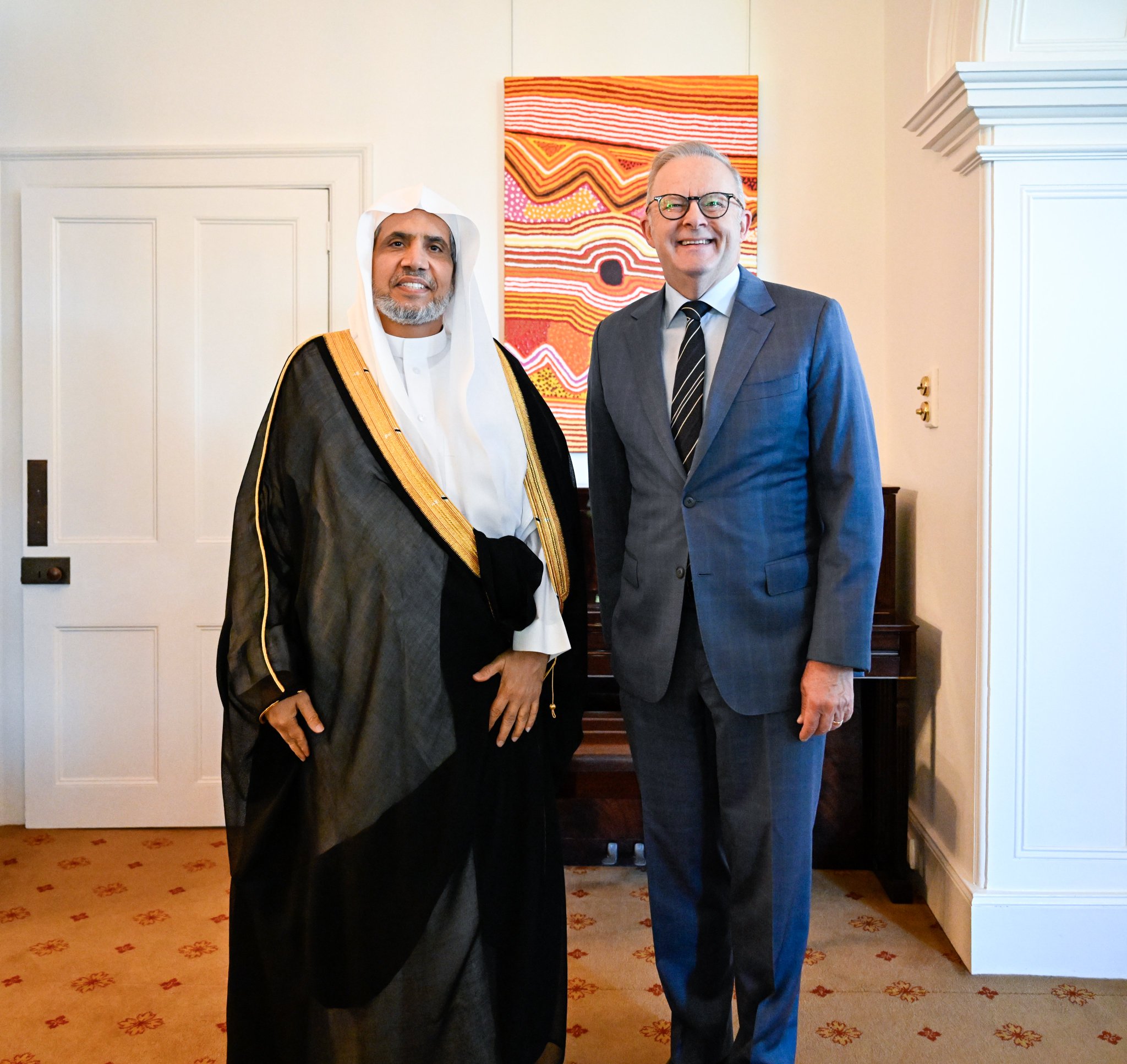H.E. Mr. Anthony Albanese, Prime Minister of Australia, received H.E. Sheikh Dr. Mohammed Al-Issa , Secretary-General of the Muslim World League (MWL) and Chairman of the Organization of Muslim Scholars