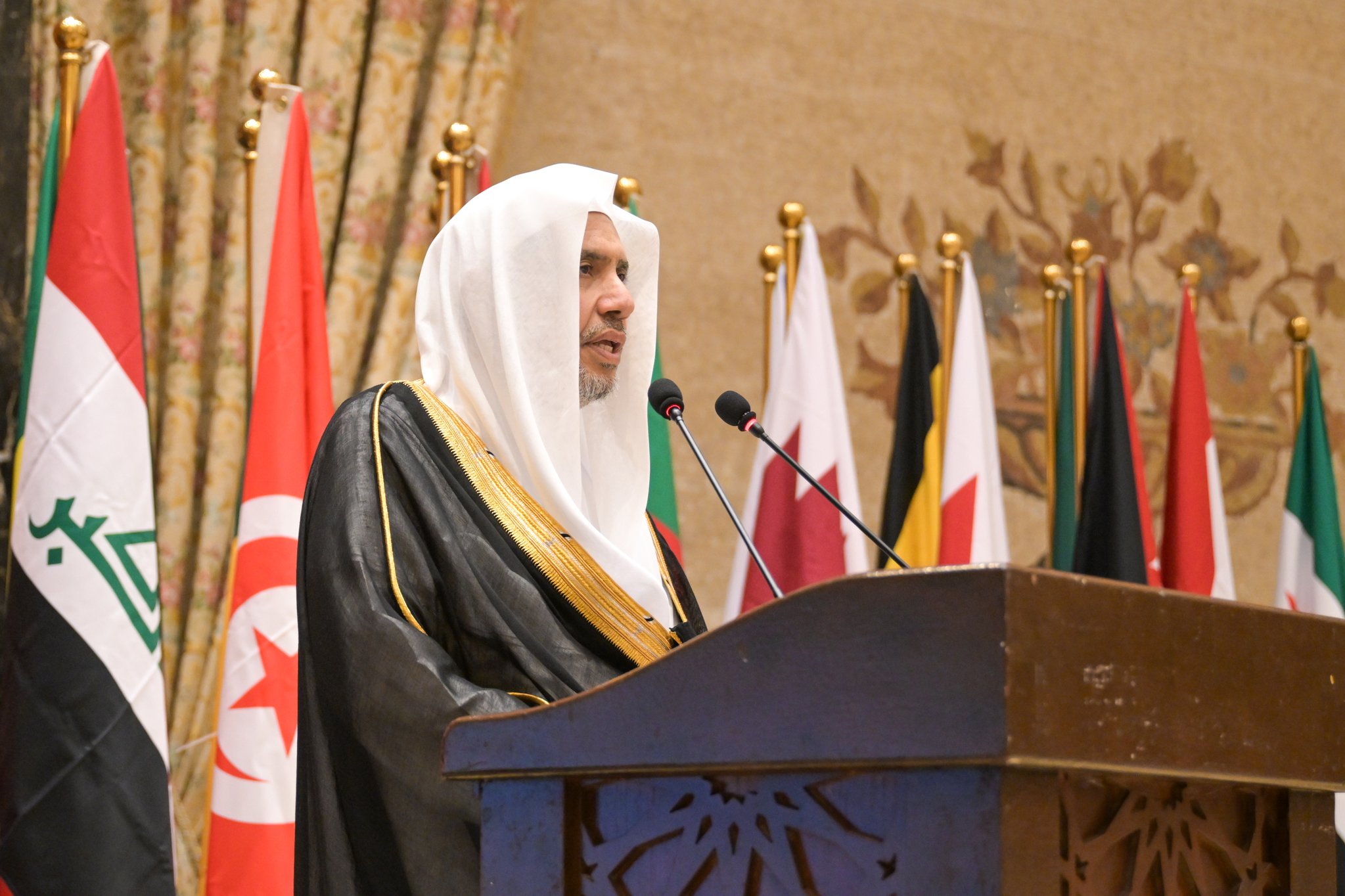 لقطات من مشاركة معالي الأمين العام، رئيس هيئة علماء المسلمين، الشيخ د.⁧‫محمد العيسى‬⁩ ‬⁩، بصفته ضيف الشرف، في افتتاح ندوة "دَور القيادات الدينية في مواجهة العنف ضد المرأة"