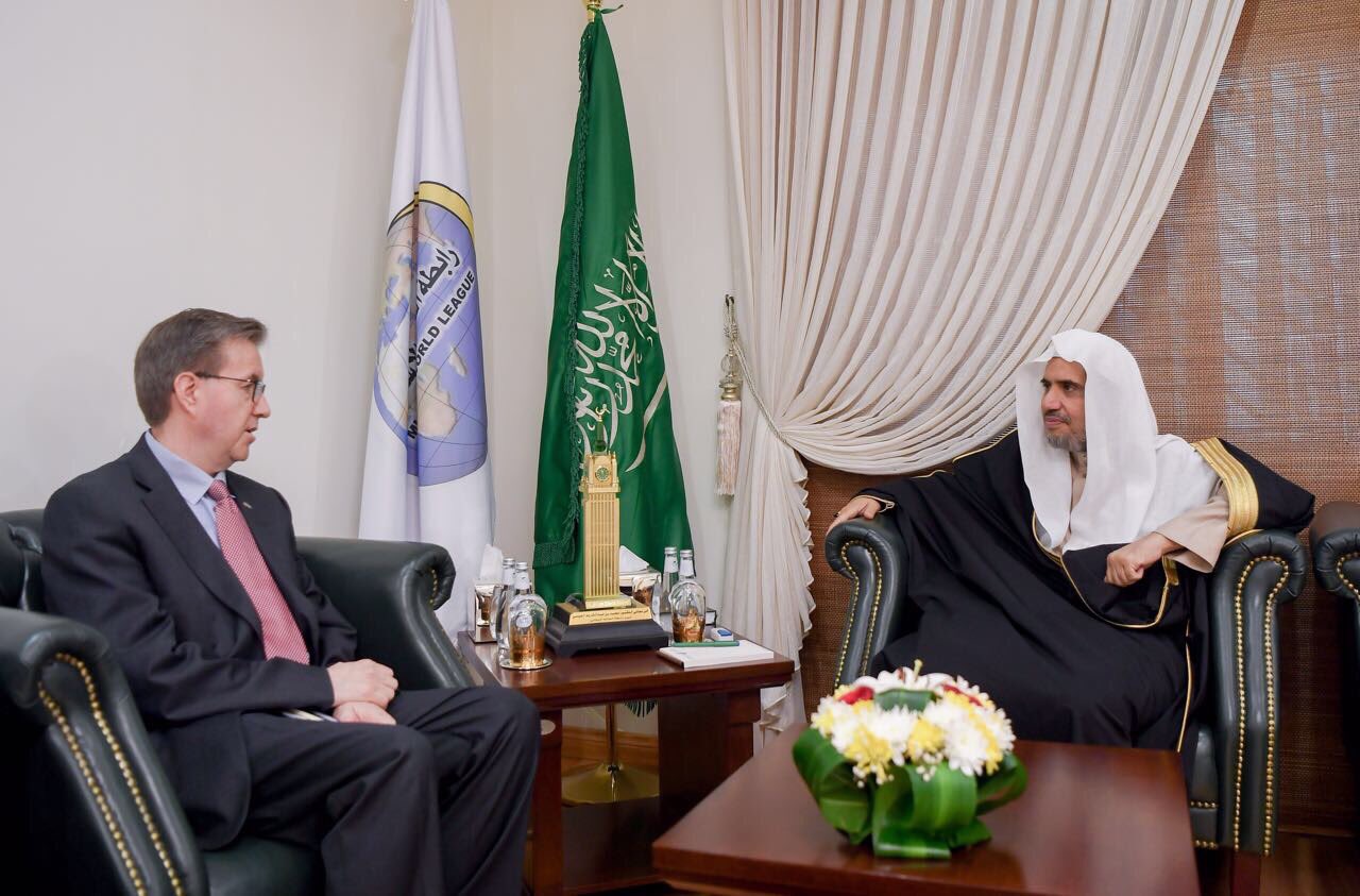 His Excellency the MWL's Secretary General meeting in his office in Riyadh the Norwegian Ambassador to the Kingdom of Saudi Arabia, Mr. Oyvind Stokke