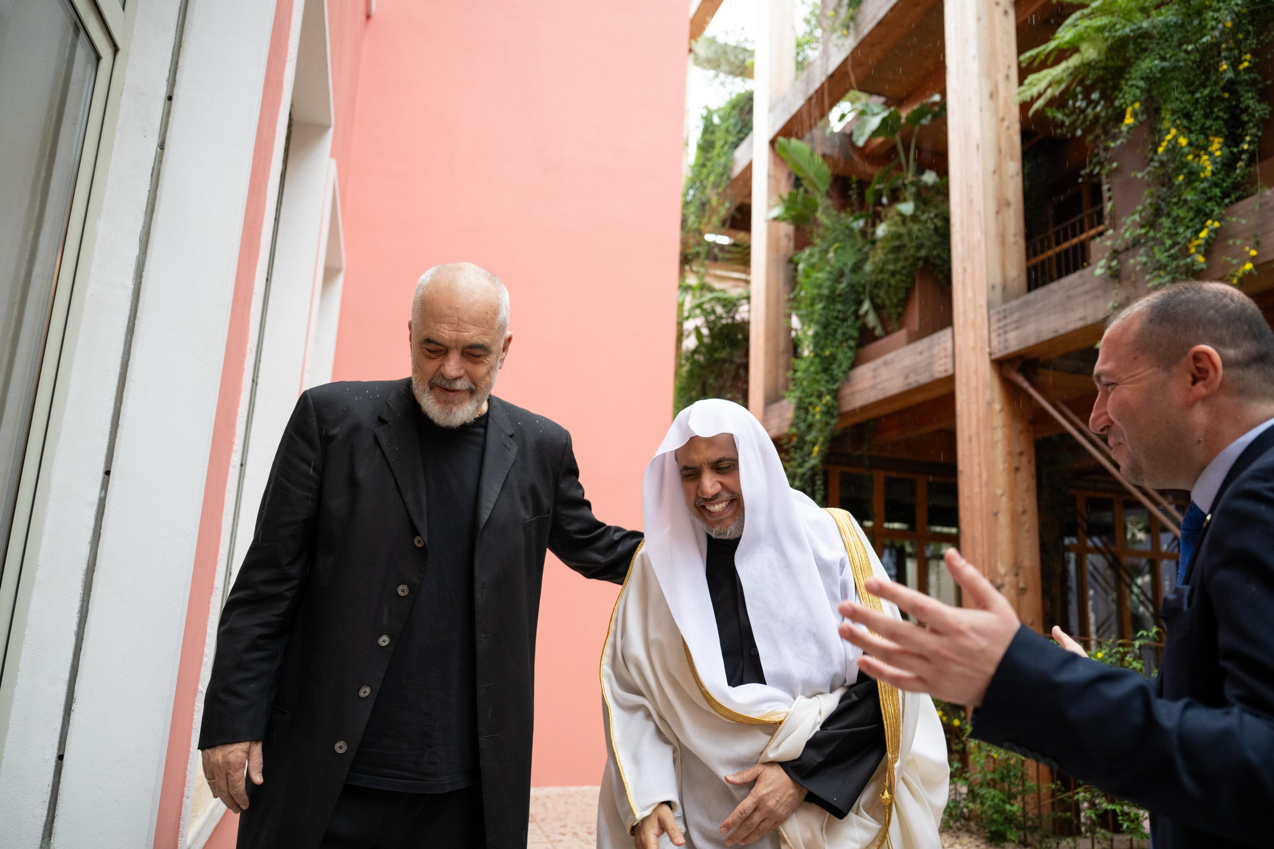 His Excellency Mr. Edi Rama, the Prime Minister of Albania, received His Excellency Sheikh Dr. Mohammed Al-Issa, Secretary-General of the MWL and Chairman of the Organization of Muslim Scholars, at the Prime Minister’s office
