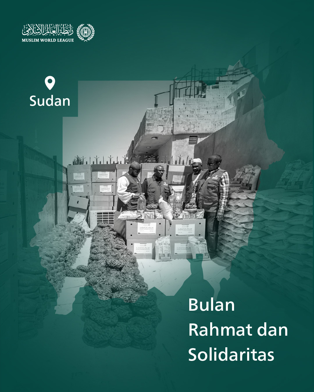 Liga Muslim Dunia terus menyalurkan paket sembako Ramadhan kepada masyarakat yang membutuhkan di seluruh dunia, dan inilah konvoi kemanusiaan di Republik Sudan