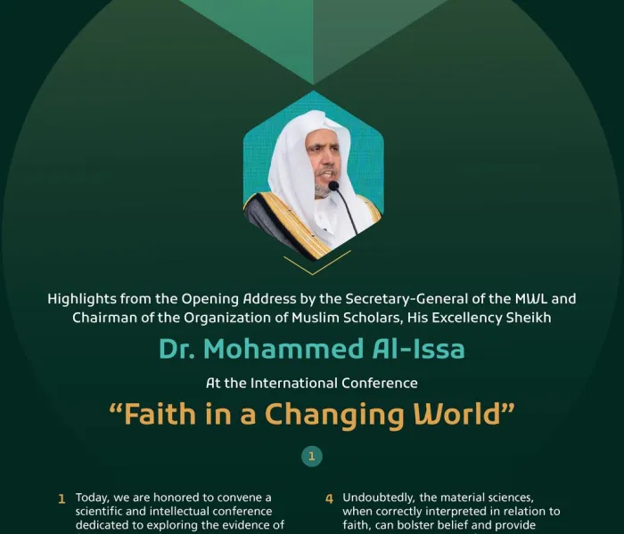 Highlights from the opening address by His Excellency Sheikh Dr. Mohammed Alissa, Secretary-General of the MWL, at the international conference: "Faith in a Changing World":