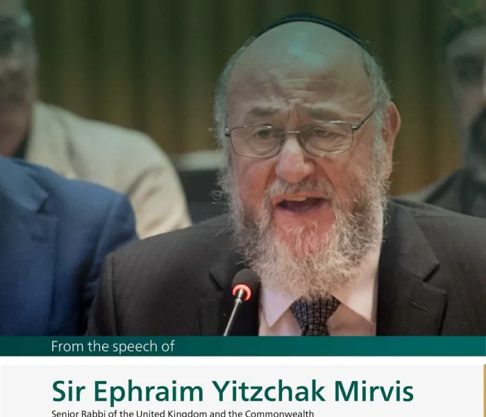 Highlights from the speech of Sir Ephraim Yitzchak Mirvis, the Senior Rabbi of the United Kingdom and the Commonwealth, at the launch of the MWL initiative on Building Bridges between East and West at the UN headquarters in New York: