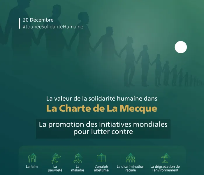 La Charte Mecque comprend des principes sur le renforcement de la solidarité gouvernementale, nationale et internationale afin de préserver les droits de l’Homme et la dignité humaine