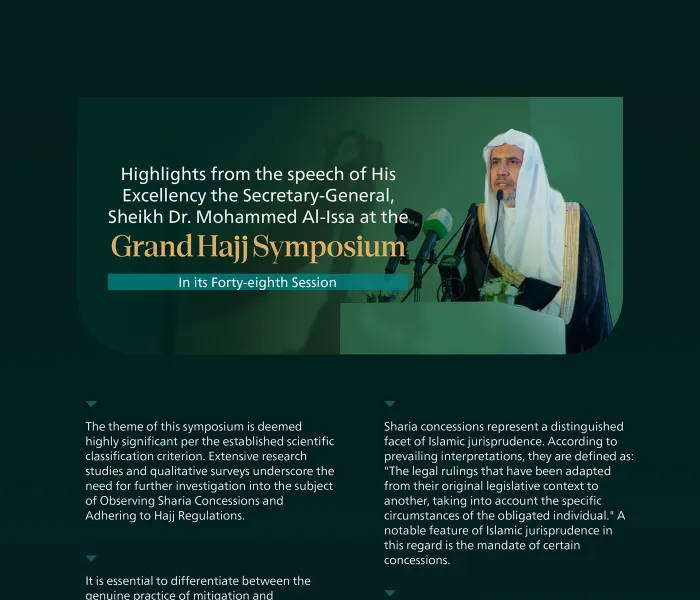 Highlights from the speech of His Excellency Sheikh Dr. Mohammed Al-issa, the Secretary-General of the MWL and Chairman of the Organization of Muslim Scholars, at the Grand Hajj Symposium in Makkah