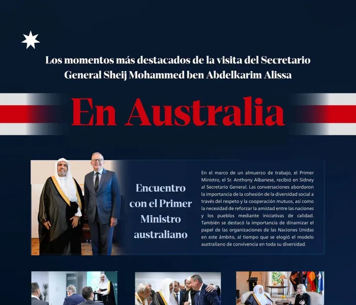 Las principales etapas de la visita en Australia del Secretario General de la Liga del Mundo Islámico, Presidente del Consejo de Ulemas, el Sheij Mohammed Al-Issa