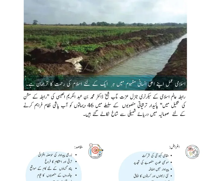 رابطہ عالم اسلامی کی طرف سے افریقہ میں ضرورت مند دیہاتوں کو آب پاشی نظام کی فراہمی