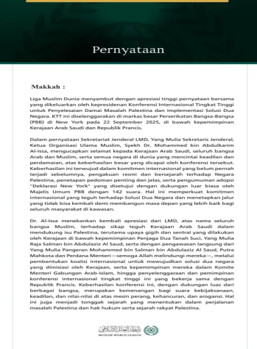 Pernyataan dari Liga Muslim Dunia: