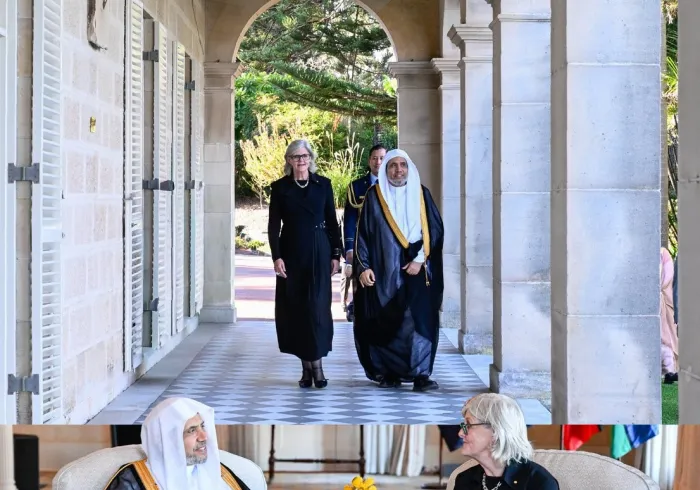 Yang Mulia Gubernur Jenderal Australia, Nyonya Sam Mostyn, menerima kunjungan Yang Mulia Sekretaris Jenderal LMD, Ketua Organisasi Ulama Muslim, Syekh Dr. Mohammed Alissa  , di Istana Gubernur Jenderal di kota "Sydney"