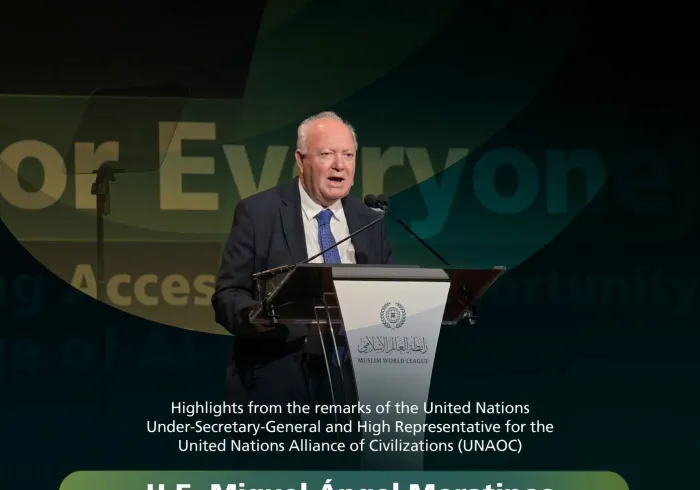 Highlights from the remarks of H.E. Mr. Miguel Ángel Moratinos, the United Nations Under-Secretary-General and High Representative for the United Nations Alliance of Civilizations (UNAOC), at the Muslim World League’s “AI for Everyone”