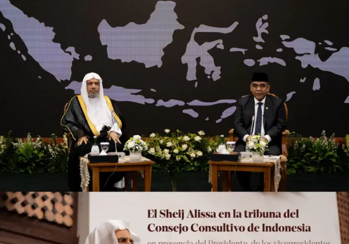 El Secretario general en la tribuna del Consejo Consultivo de Indonesia, en presencia del Presidente, de los vicepresidentes y de los miembros del Consejo Consultivo