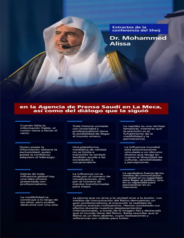 Extractos de la conferencia del Sheij Dr. Mohammed Al-Issa en la Agencia de periodistas saudíes en La Meca, así como del diálogo que la siguió.