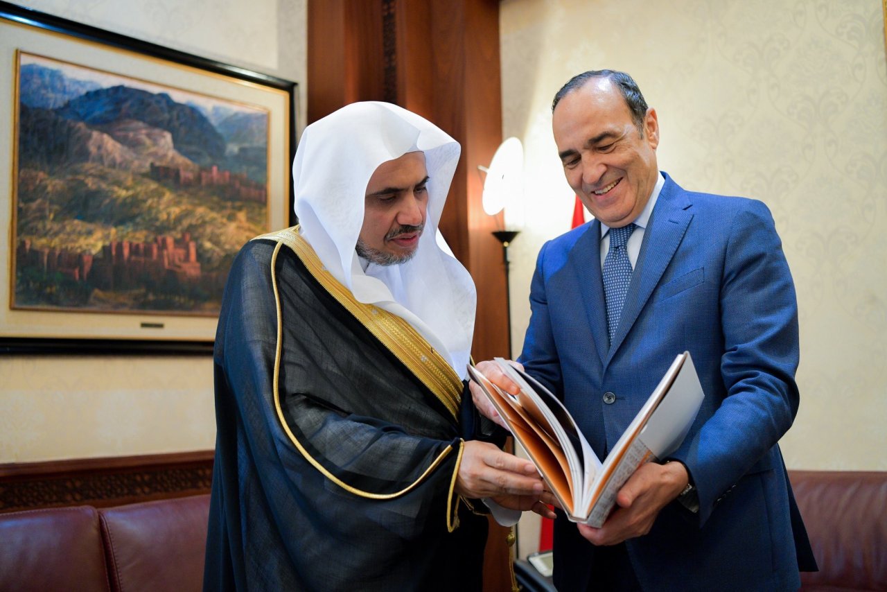 معالي رئيس البرلمان بالمملكة المغربية السيد ⁧الحبيب المالكي⁩ يستقبل معالي الأمين العام لرابطة العالم الإسلامي الشيخ د.محمد العيسى⁩