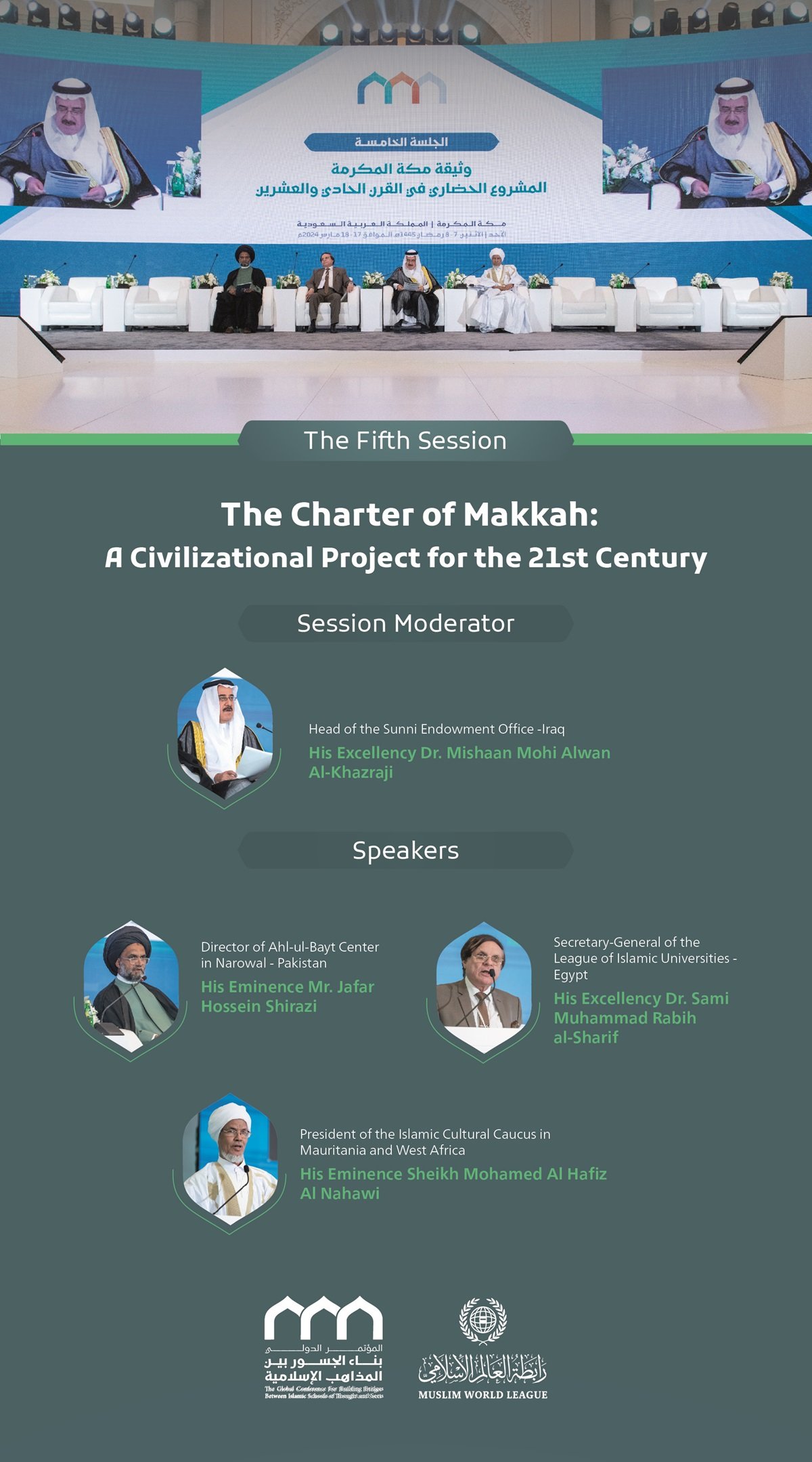 Inaugurated by His Excellency Sheikh Dr. Mohammed Alissa, the speakers at the opening session of the Global Conference for Building Bridges between Islamic Schools of Thought and Sects: