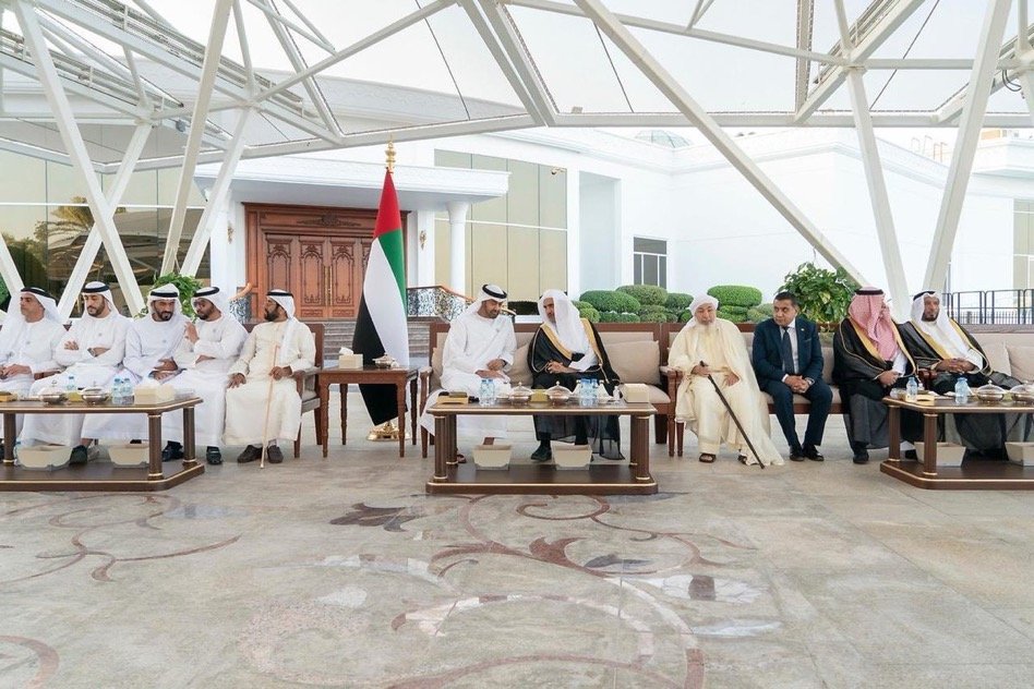 Le Prince Mohamed Ben Zayed recevant le Secrétaire général de la Ligue Islamique Mondiale, D. Mohammad Alissa