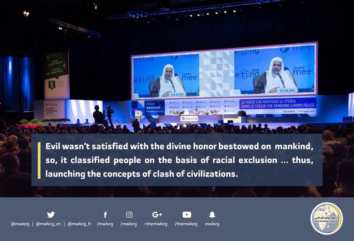 HE the MWL’s SG speaking about the Muslim World thru recommandation by the organizers of the largest world gathering in Rimini Italy