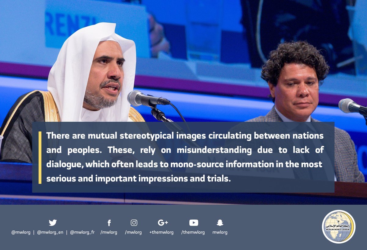 HE the MWL’s SG speaking about the Muslim World thru recommandation by the organizers of the largest world gathering in Rimini Italy