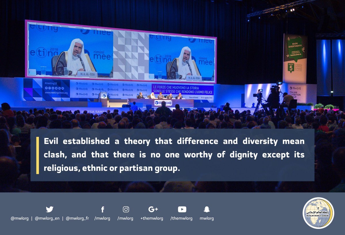 HE the MWL’s SG speaking about the Muslim World thru recommandation by the organizers of the largest world gathering in Rimini Italy