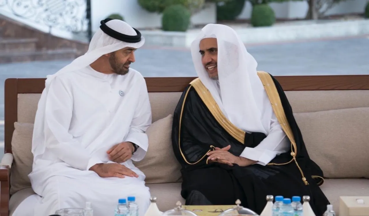 Le Prince Mohamed Ben Zayed recevant le Secrétaire général de la Ligue Islamique Mondiale, D. Mohammad Alissa