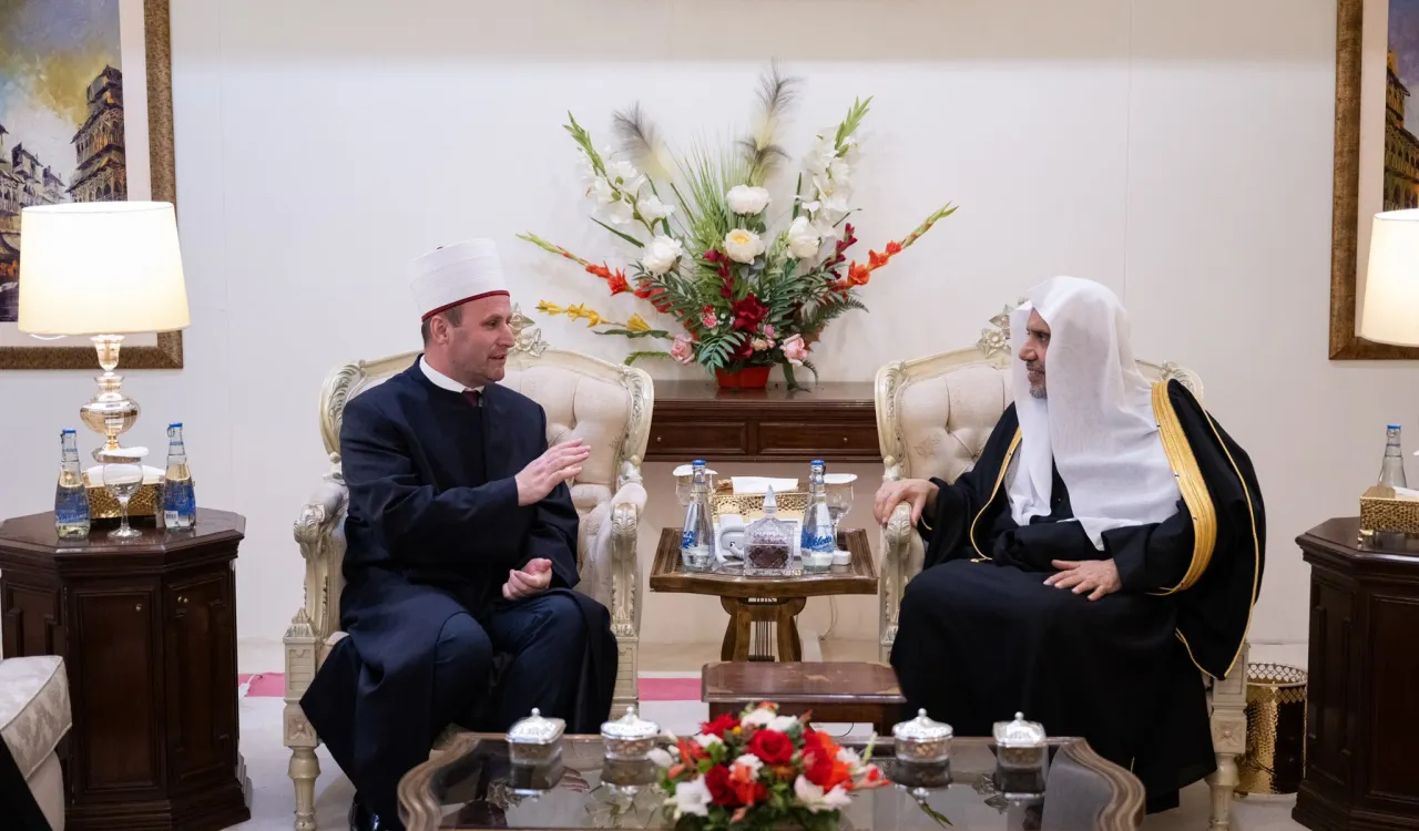 His Excellency Sheikh Dr. Mohammed Al-Issa, Secretary-General of the MWL and Chairman of the Organization of Muslim Scholars, met with His Eminence Sheikh Bujar Spahiu, Grand Mufti of Albania and President of the Albanian Islamic Community.